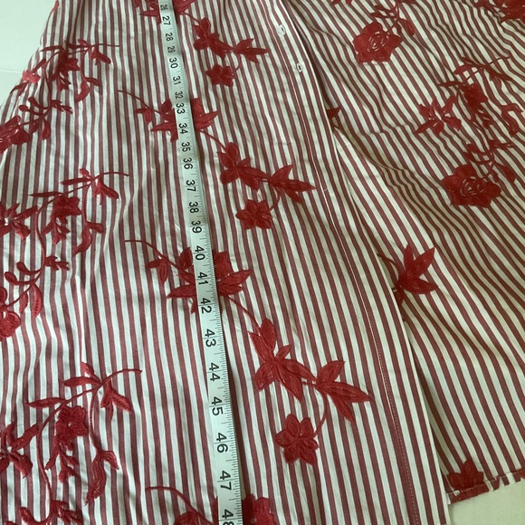 Zara Striped Embroided Dress Red  Midi XSmall - Picture 8 of 15